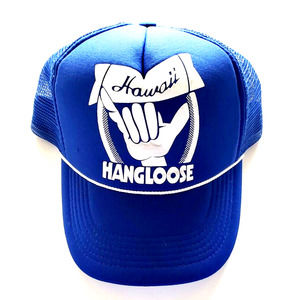 Vintage Hawaiian Headwear HangLoose Snapback Trucker Foam Rope Mesh Hat Cap Blue
